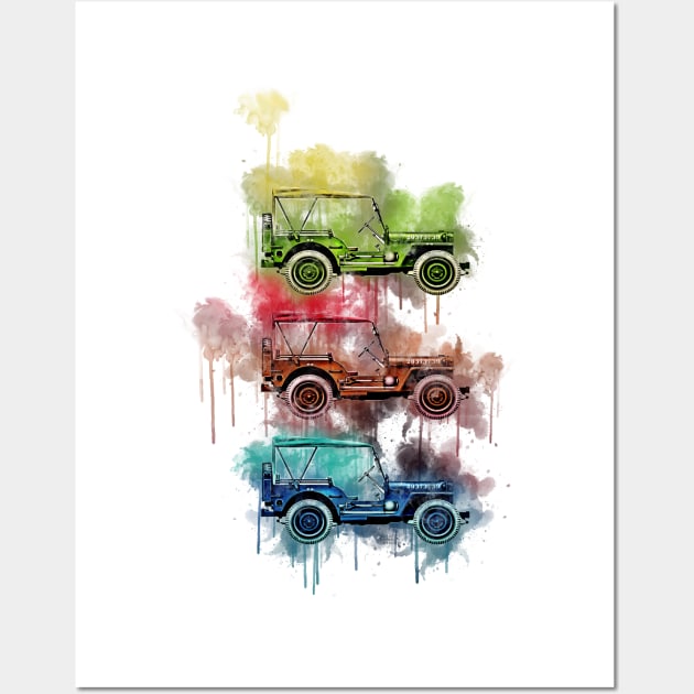 Jeep 3 splash art Wall Art by AaaahEeeekStudio